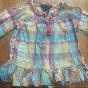 Ralph Lauren RL girls rainbow plaid ruffle top 18 months
